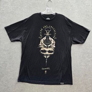 Sullen Men Shirt XL Black Von Wolf Skull Art Paint Brush Logo Graphic Crew Neck